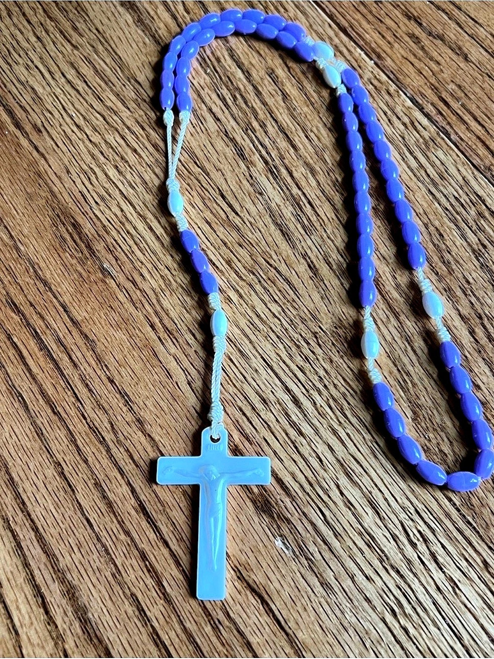 Purple & White Cross Pendant Necklace